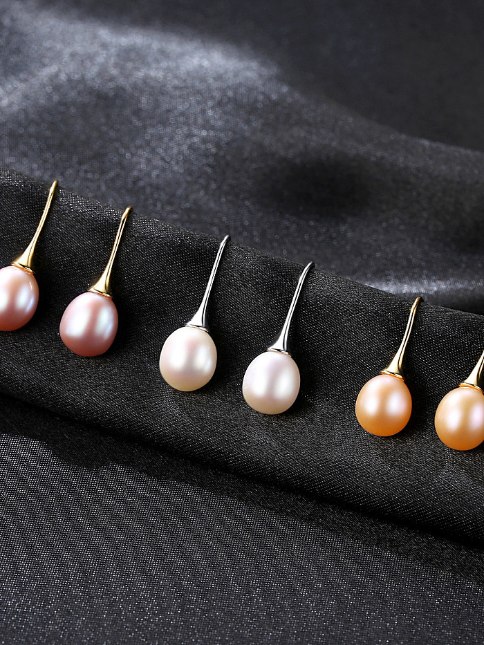 Boucles d'oreilles minimalistes en perles d'eau douce naturelles en argent sterling