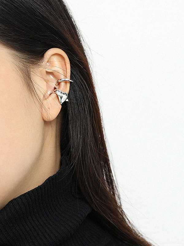 925 Sterling Silver Vintage Geometric irregular without holes Single ear clip