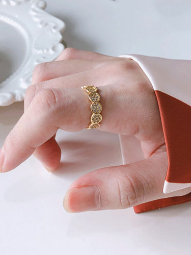Anéis de prata esterlina 925 folheados a ouro simplistas redondos tamanho livre