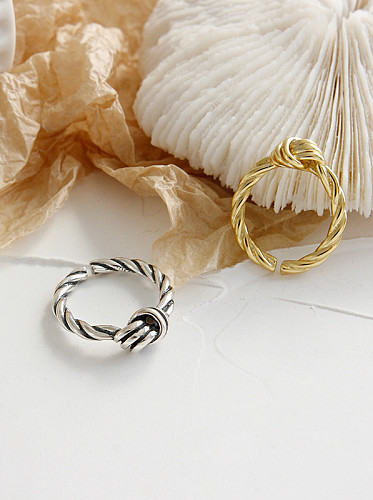 925 Sterling Silver With Gold Plated Personality Knot Free Size Rings