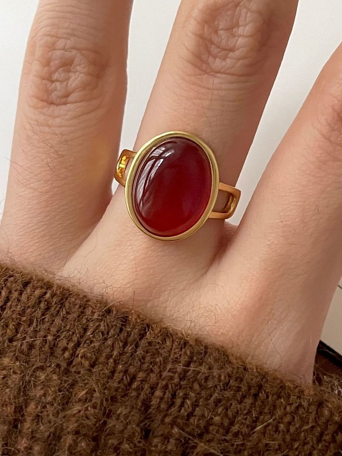 925 Sterling Silver Carnelian Geometric Vintage Band Ring