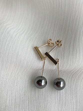925 Sterling Silver Imitation Pearl Ball Dainty Drop Earring