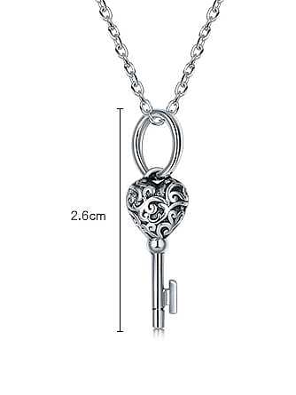 925 Sterling Silver Key Vintage Pendant Necklace