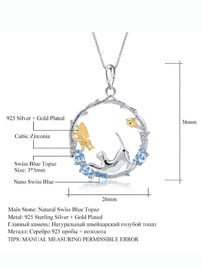 Halskette aus 925er Sterlingsilber mit natürlichem Farbschatz