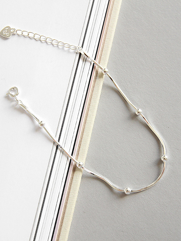 Pure silver fashion simple bead snake bone Bracelet