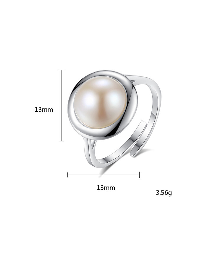 Anel de tamanho livre de pérolas naturais de prata esterlina 10-10.5 mm