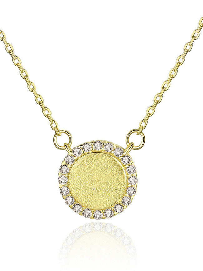 925 Sterling Silver With Cubic Zirconia Simplistic Round Necklaces
