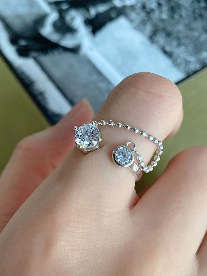 925 Sterling Silver Chain zirconium diamond ring