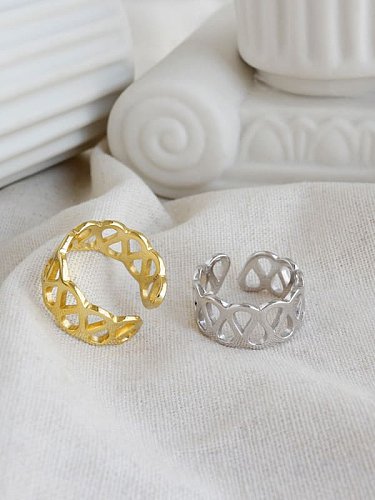 Plata de ley 925 con anillos de tamaño libre de gota de agua hueca simplista chapada en oro
