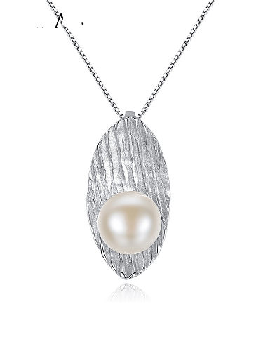 925 Sterling Silver Freshwater Pearl Leaf pendant Necklace