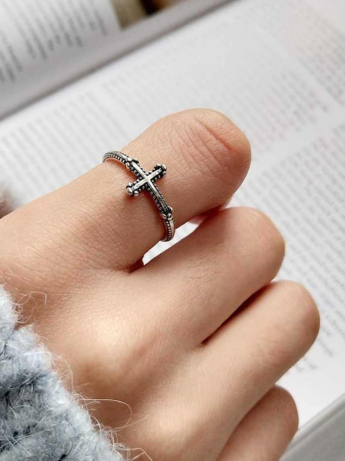 925 Sterling Silver Cross Vintage Band Ring
