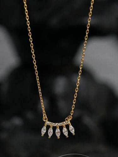 925 Sterling Silver Rhinestone Gold Water Drop Dainty Necklace