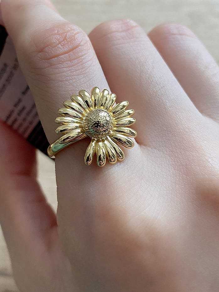 925 Sterling Silver Flower Daisy Vintage Free Size Band Ring