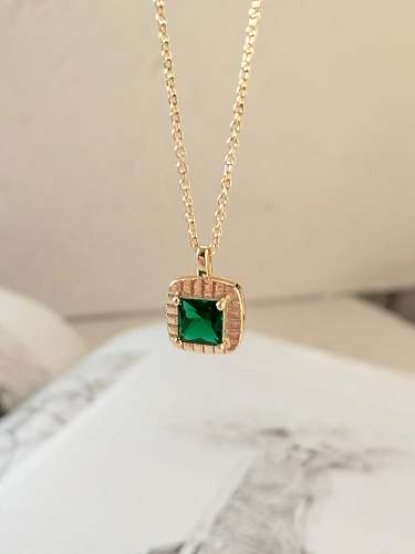 925 Sterling Silver Cubic Zirconia Green Necklace