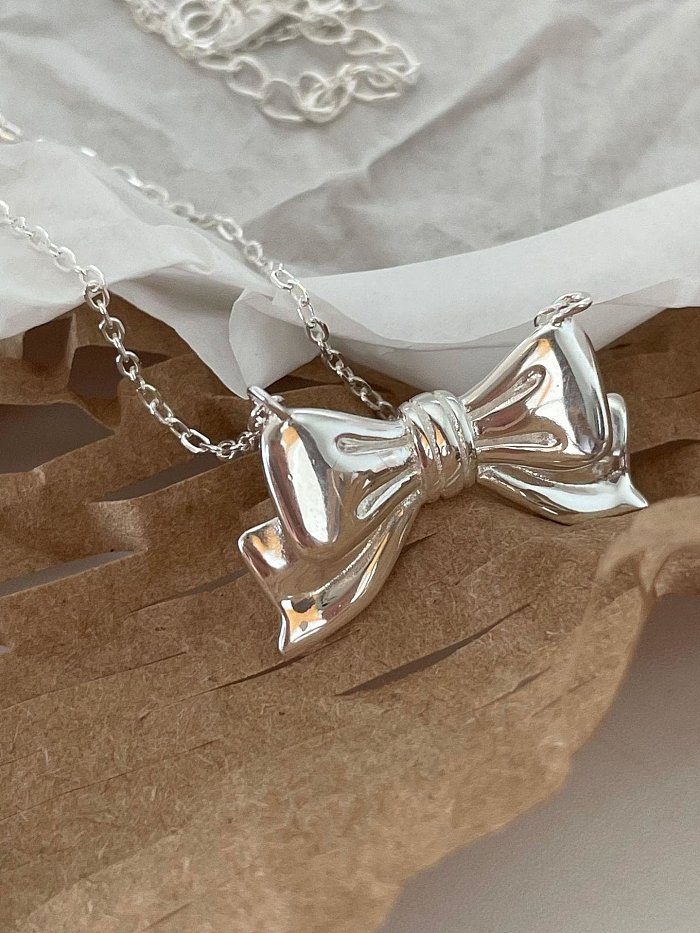 925 Sterling Silver Bowknot Vintage Necklace