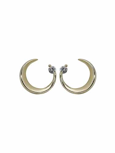 925 Sterling Silver Cubic Zirconia Moon Dainty Stud Earring