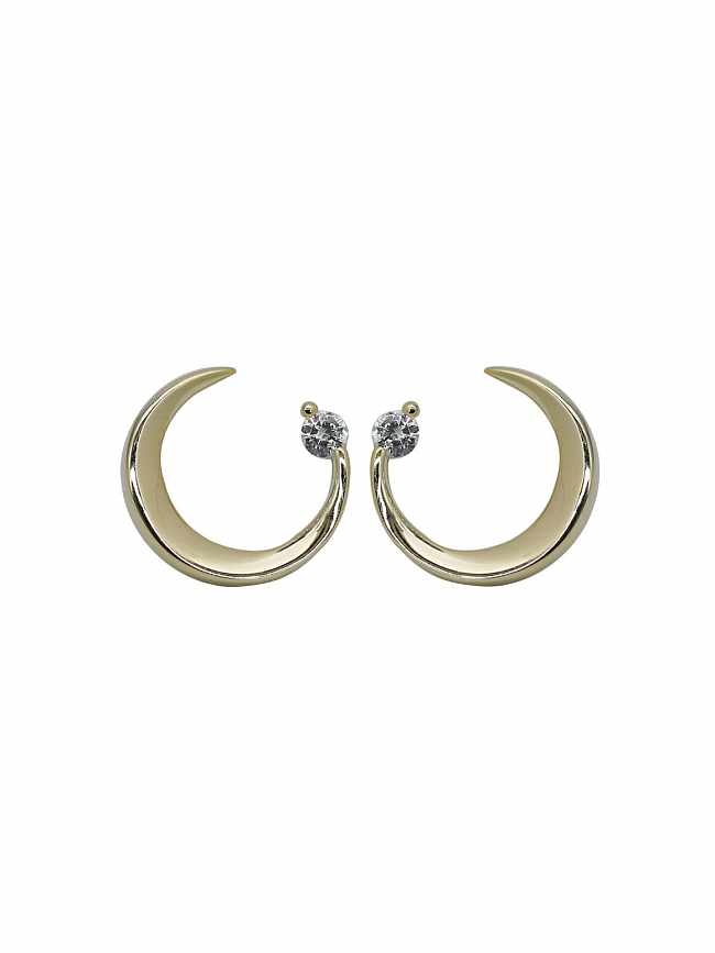Boucles d'oreilles en forme de lune avec oxyde de zirconium en argent sterling 925