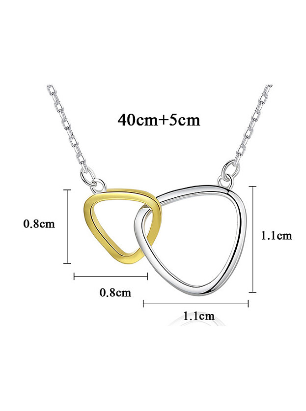 Sterling silver triangular double ring necklace