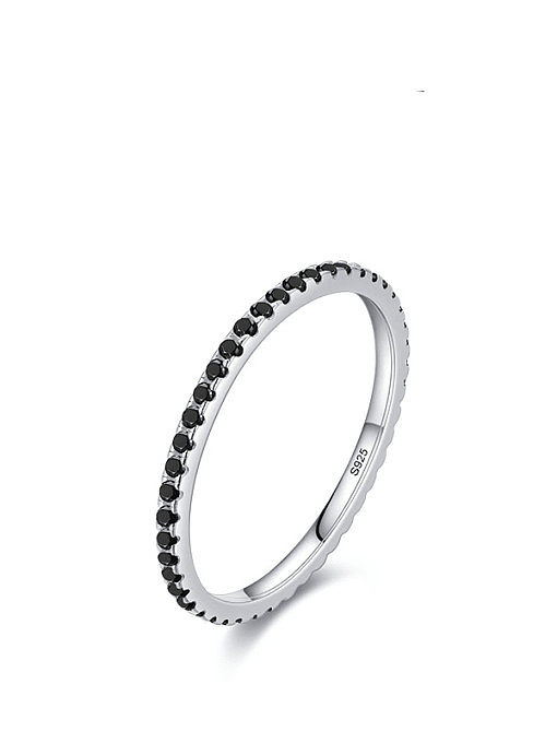 Bague en argent sterling 925 avec oxyde de zirconium géométrique délicat