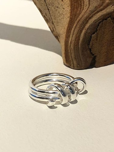 925 Sterling Silver Vintage Spring Double Free Size Ring