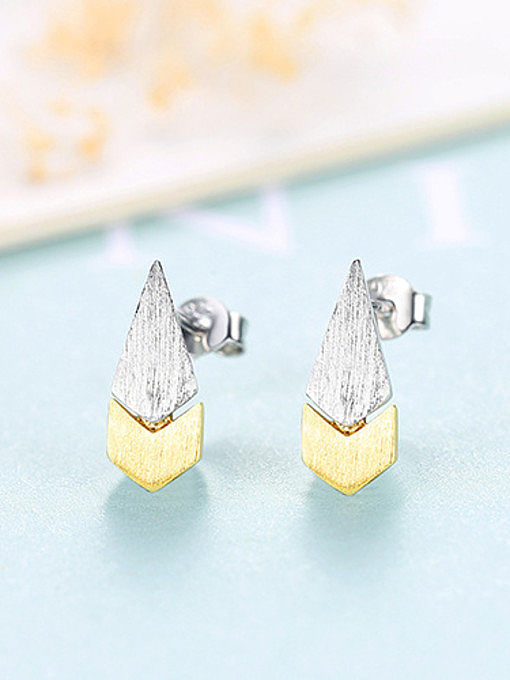 925 Sterling Silver With Glossy Simplistic Two-color plating Water Drop Stud Earrings