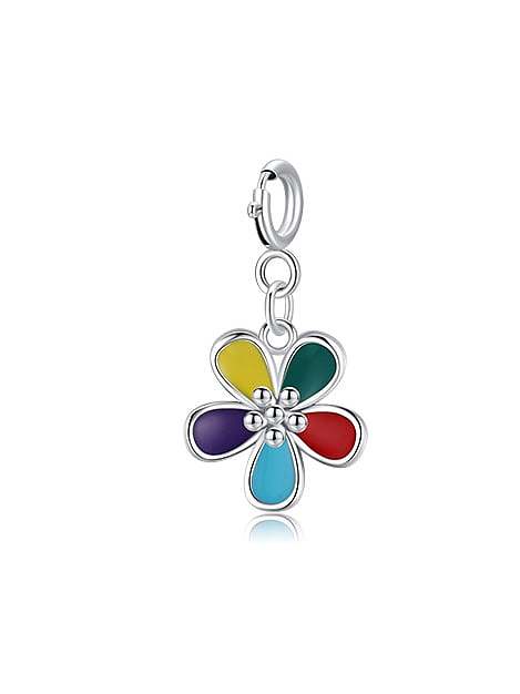 925 Sterling Silver Enamel Minimalist Flower Pendant