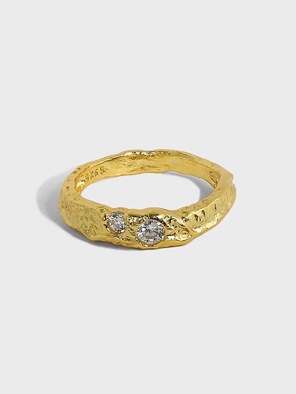 925 Sterling Silver Rhinestone Irregular Minimalist Band Ring