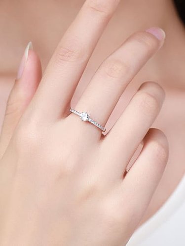 925 Sterling Silver Cubic Zirconia Round Vintage Band Ring