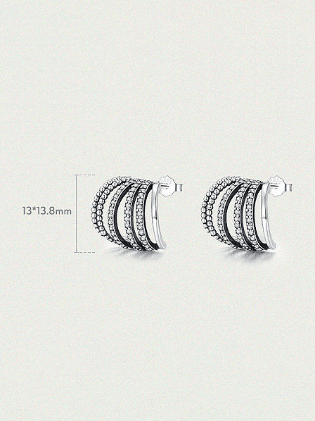 925 Sterling Silver Rhinestone Geometric Vintage Stud Earring