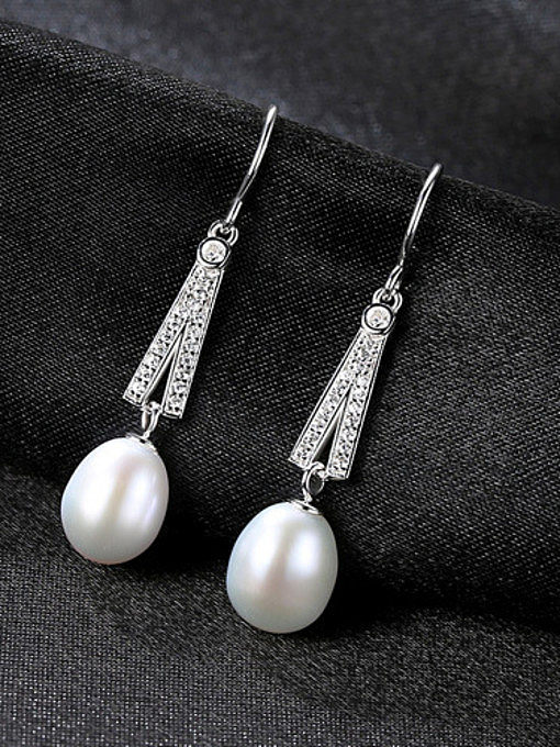 Sterling silver natural freshwater pearls micro-set 3A zircon earrings