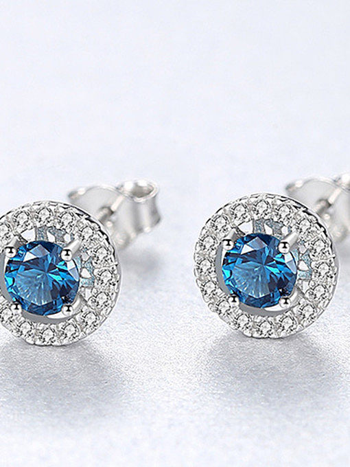 Sterling silver classic round semi-precious stones earrings