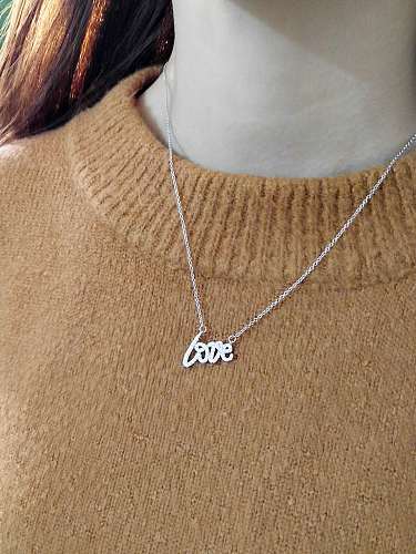 925 Sterling Silver Rhinestone Letter Love Necklace