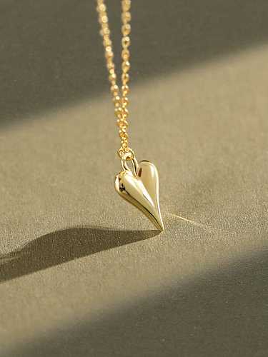 Minimalistische glatte Herz-Halskette aus 925er Sterlingsilber