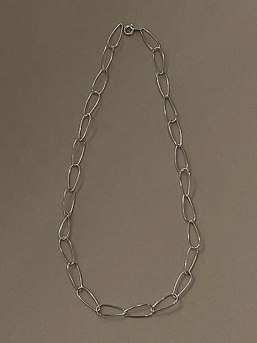 925 sterling silver simple hollow chain necklace