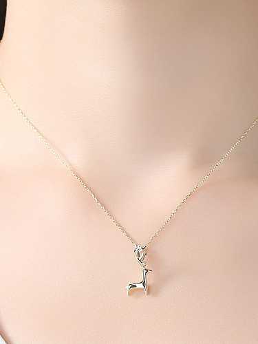 925 sterling silver simple lovely deer Pendant Necklace