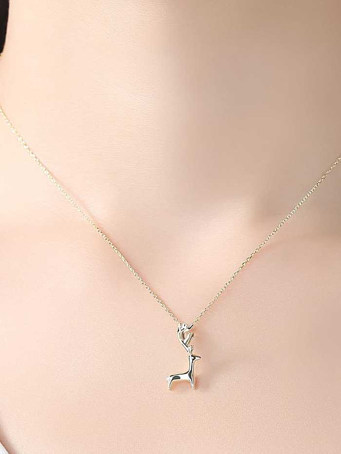 925 sterling silver simple lovely deer Pendant Necklace