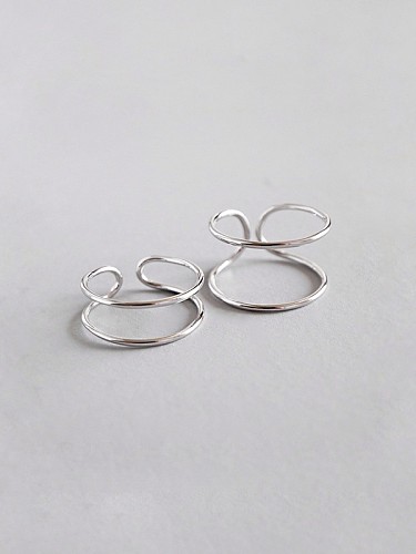925 Sterling Silver With Platinum Plated Simplistic Geometric Rings