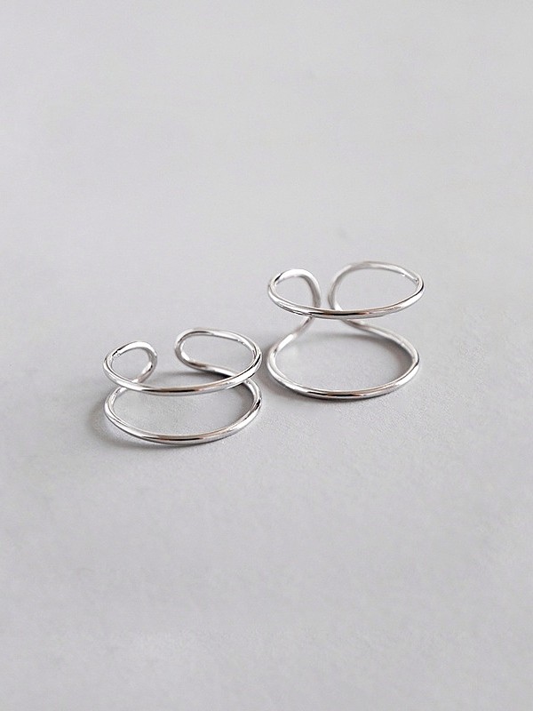 Anéis geométricos simplistas folheados a platina em prata esterlina 925