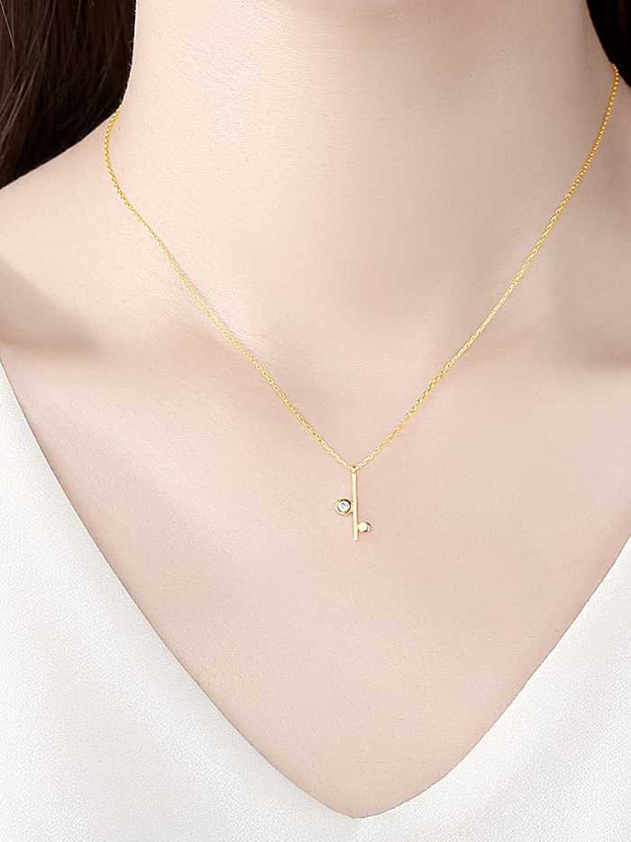 925 Sterling Silver Rhinestone Geometric Minimalist Necklace