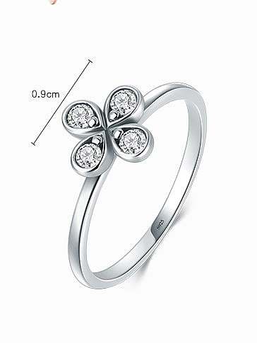 925 Sterling Silver Cubic Zirconia Flower Vintage Band Ring