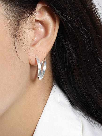 925 Sterling Silver Geometric Vintage Hoop Earring