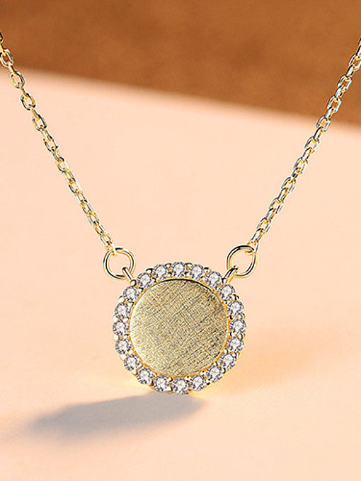 925 Sterling Silver With Cubic Zirconia Simplistic Round Necklaces