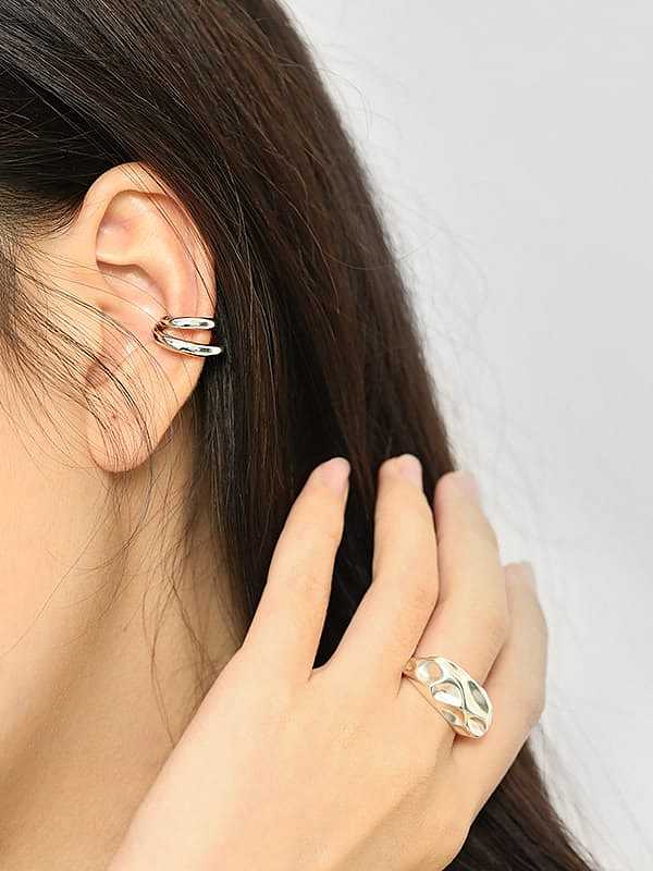 925 Sterling Silver Irregular Minimalist Clip Earring(ONLY ONE PCS)