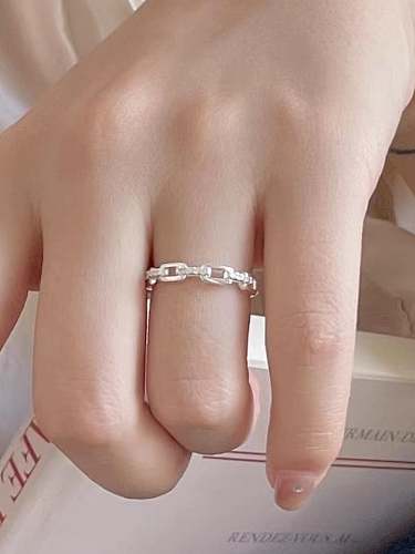 925 Sterling Silver Cubic Zirconia Geometric Vintage Band Ring