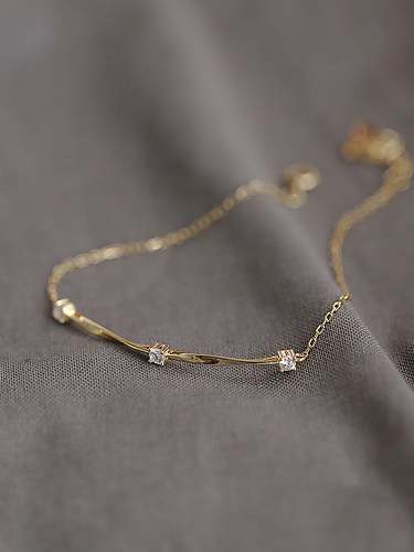 925 Sterling Silver Cubic Zirconia Geometric Dainty Adjustable Bracelet