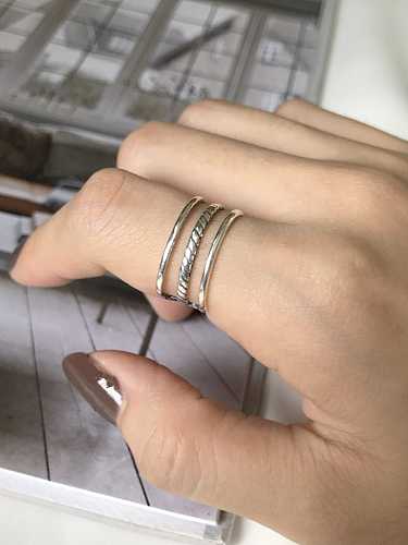 925 Sterling Silver Irregular Vintage Free Size Stackable Ring