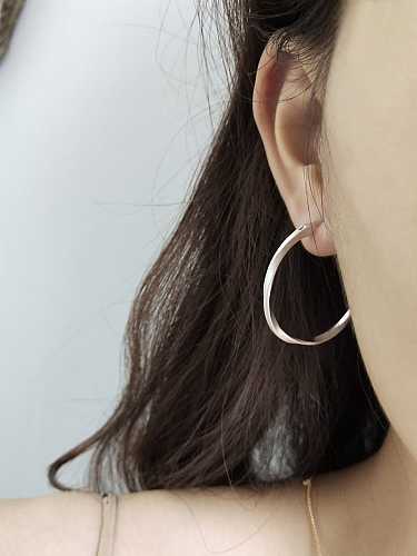 925 Sterling Silver Hollow Oval Minimalist Hoop Earring
