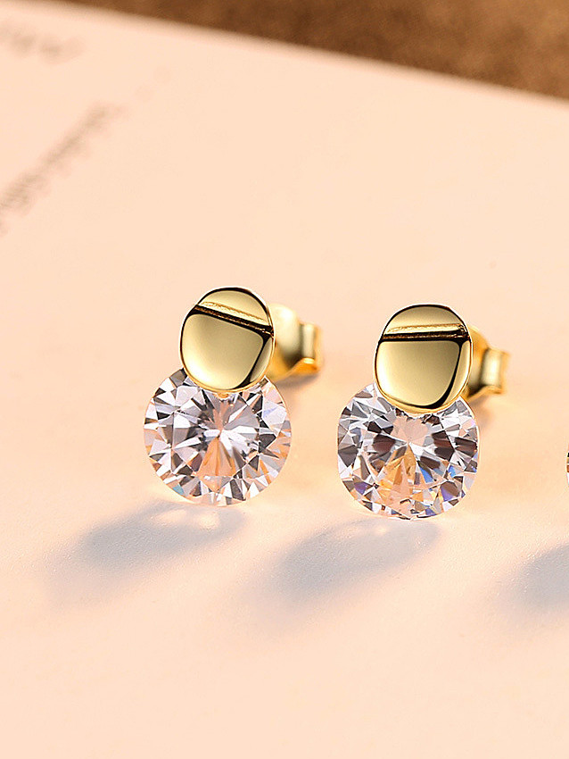 925 Sterling Silver Withd Cute Round Crystal Stud Earrings