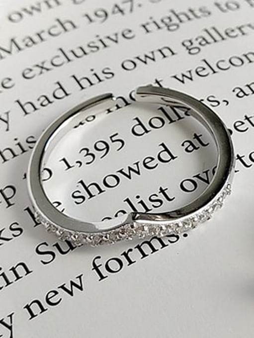 925 Sterling Silver Cubic Zirconia White Irregular Minimalist Midi Ring