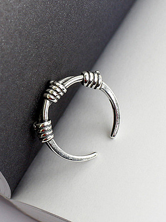 Simple Antique Silver Plated Opening Silver Ring